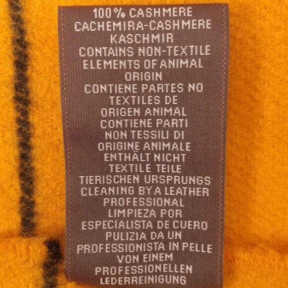 HERMES - Orange Light Blue Red Black Cashmere Scarf 405-071825 - Picture 5 of 7